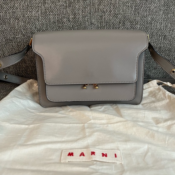 Marni Gray Medium Trunk Leather Bag Crossbody - Picture 1 of 14